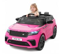 Garvee Coche Eléctrico Infantil con Licencia Land Rover - Grande 2 Plazas, Puertas Hidráulicas, Doble Motor 12V, Control Remoto 2.4G, Altavoz, Bocina, Luces LED, Seguro Niños 3-6 Años, Color Rosa