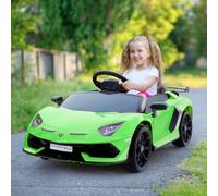 Garvee Coche Electrico para Niños - Autorizado Oficial Lamborghini,Material Ecológico,Motor Doble Potente 12V, Puertas Hidráulicas, Control Remoto 2.4G, Vel. Máx. 4 KM/h,Luces,Música y Bocina, Verde