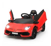 Garvee Coche Electrico para Niños - Autorizado Oficial Lamborghini, Material Ecológico,Motor Doble Potente 12V, Puertas Hidráulicas, Control Remoto 2.4G, Vel. Máx. 4 KM/h,Luces,Música y Bocina,Rojo