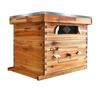 Garvee Colmena de Madera de Cedro Tradicional, Incluye 1 Cámara de Cría Profunda y 1 Alza Media, 50x41cm, Modelo con Ventana de Observación para Monitoreo, Madera Natural sin Tratamientos Químicos