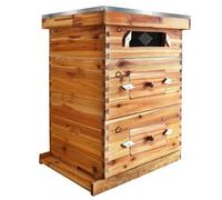 Garvee Colmena de Madera de Cedro Tradicional, Incluye 2 Cámaras de Cría y 1 Alza Media, Tamaño 56x46x76cm, Modelo con Ventana de Observación para Monitoreo de Abejas, Madera Natural de Gran Capacidad