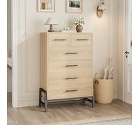 Garvee Cómoda alta moderna de 6 cajones para recibidor o dormitorio - Mueble organizador compacto de madera MDF y PB - Almacenamiento versátil - Diseño elegante para entrada, sala o habitación - Color