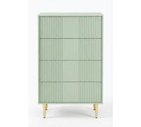 Garvee Cómoda De 3 Cajones con Frentes Acanalados, Patas Doradas, Diseño Moderno para Dormitorio y Sala