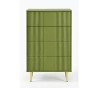 Garvee Cómoda De 3 Cajones con Frentes Acanalados, Patas Doradas, Diseño Moderno para Dormitorio y Sala