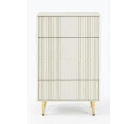 Garvee Cómoda De 3 Cajones con Frentes Acanalados, Patas Doradas, Diseño Moderno para Dormitorio y Sala