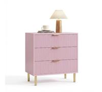 Garvee Cómoda de 3 cajones Moderna para Dormitorio y salón - Almacenamiento Amplio y diseño Elegante - Tiradores Dorados y Acabado Mueble recibidor o mesita Auxiliar para Pasillo y