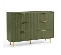 Garvee Cómoda De 6 Cajones con Frentes Acanalados, Patas Doradas, Diseño Moderno para Dormitorio y Sala