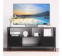 Garvee Cómoda de Dormitorio con estantes Abiertos y 2 cajones de Tela, Mueble de TV hasta 50'', Estructura de Madera y Metal, Gran Capacidad, Estilo Farmhouse, Ideal para salón o habitación, Color