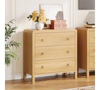 Garvee Cómoda de Madera 3 Cajones Vertical Redondeada Wood Color | Cajonera Estrecha con Gran Capacidad de Almacenaje para Dormitorio Recibidor Salón Oficina