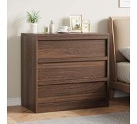 Garvee Cómoda de madera de nogal con 3 cajones, cómoda moderna para comedor, dormitorio, entrada, mesita de noche de gran almacenamiento, fácil montaje, nogal, cómoda de 3 cajones, color nogal