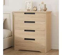 Garvee Cómoda De Madera Natural con 4 Cajones y Tiradores Empotrados, Ideal para Dormitorio, Sala De Estar, Guardería o Pasillo.