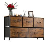 Garvee Cómoda De Tela Con 5 Cajones Funcionales - Estructura Metálica Duradera - 100 cm De Ancho - Óptima Para Dormitorio, Armario o Pasillo - Almacenaje Amplio y Organización Para Ropa y Accesorios -