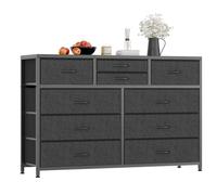 Garvee Comoda Dormitorio con 10 Cajones, de Tela, Ideal para Dormitorio, Recibidor y Armarios. Estructura de Acero, Tablero de Madera y Tirador Fácil de Abrir, Negro