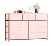 Garvee Comoda Dormitorio con 10 Cajones, de Tela, Ideal para Dormitorio, Recibidor y Armarios. Estructura de Acero, Tablero de Madera y Tirador Fácil de Abrir, Rosa