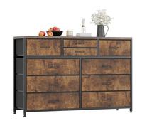 Garvee Comoda Dormitorio con 10 Cajones, de Tela, Ideal para Dormitorio, Recibidor y Armarios. Estructura de Acero, Tablero de Madera y Tirador Fácil de Abrir, Rayas de Tigre