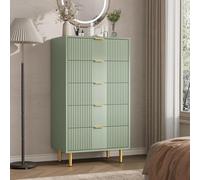 Garvee Cómoda Elegante para Dormitorio, salón o recibidor - 5 cajones con Tiradores metálicos Vintage Ropa y organización - Color Verde Oliva - Tamaño: Cinco (sin Usar) (número Cinco