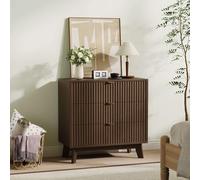 Garvee Cómoda Moderna Acanalada de 3 cajones - Aparador Buffet Multifuncional para Dormitorio o salón - Amplio Espacio de Almacenamiento - Ideal para Ropa o Entrada - Color Nogal