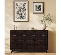 Garvee Cómoda Moderna Acanalada de Madera - 8 cajones amplios - Diseño Curvo contemporáneo - Armario de Almacenamiento Amplio para Dormitorio, salón o Pasillo - Incluye Tiradores metálicos y Kit