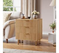 Garvee Cómoda Moderna De 3 Cajones Acanalados - Diseño Amplio y Profundo - Armario Auxiliar De Madera para Dormitorio, Salón, Pasillo o Habitación Infantil - Disponible En Blanco, Gris y Verde