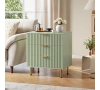 Garvee Cómoda Moderna De 3 Cajones Acanalados - Diseño Amplio y Profundo - Armario Auxiliar De Madera para Dormitorio, Salón, Pasillo o Habitación Infantil - Disponible En Blanco, Gris y Verde