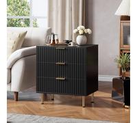 Garvee Cómoda Moderna De 3 Cajones Acanalados - Diseño Amplio y Profundo - Armario Auxiliar De Madera para Dormitorio, Salón, Pasillo o Habitación Infantil - Disponible En Blanco, Gris y Verde