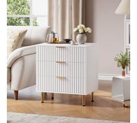 Garvee Cómoda Moderna De 3 Cajones Acanalados - Diseño Amplio y Profundo - Armario Auxiliar De Madera para Dormitorio, Salón, Pasillo o Habitación Infantil - Disponible En Blanco, Gris y Verde