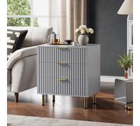 Garvee Cómoda Moderna De 3 Cajones Acanalados - Diseño Amplio y Profundo - Armario Auxiliar De Madera para Dormitorio, Salón, Pasillo o Habitación Infantil - Disponible En Blanco, Gris y Verde