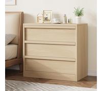 Garvee Cómoda moderna de 3 cajones para comedor, espaciosa cómoda de roble, mesita de noche pequeña de madera para sala de estar, entrada, guardería, color madera, cómoda de 3 cajones, color madera