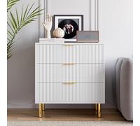 Garvee Cómoda Moderna De 3 Cajones para Dormitorio - Diseño Elegante En Negro y Blanco - Patas Metálicas Resistentes - Gran Capacidad De Almacenamiento Pasillo, Oficina y Sala - Sin Color