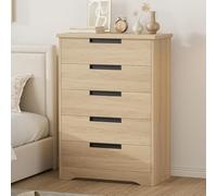 Garvee Cómoda Moderna De 5 Cajones para Dormitorio: Cómoda Alta De Madera con Tiradores Integrados, Gran Organizador Vertical para Armario, Habitación Infantil, Sala De Estar, Pasillo y Entrada.