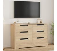 Garvee Cómoda Moderna de 6 cajones - Diseño Natural de Madera - Gran Capacidad de Almacenamiento - Tiradores empotrados Dormitorio, salón, Pasillo o habitación Infantil - Color: Madera