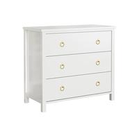 Garvee Cómoda Moderna de Dormitorio - Cajonera Ancha de Madera Blanca con 3 cajones, Gran Capacidad de Almacenamiento, anticaídas, Apta para Robot Aspirador, Ideal para Dormitorio, Armario o salón -
