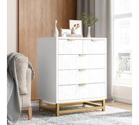 Garvee Cómoda Moderna para Dormitorio, Cómoda De 23,6 Pulgadas De Ancho, 5 Cajones con Patas y Tirador De Metal, Pequeña Torre De Almacenamiento para Entrada, Pasillo, Sala De Estar y Armario.