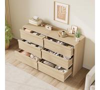 Garvee Cómoda Moderna para Dormitorio y Salón - Amplio Almacenamiento, Madera Resistente, Diseño De 6 u 8 Cajones, Tiradores Cóncavos - Ideal para Habitaciones Infantiles, Entrada y Sala - Acabado