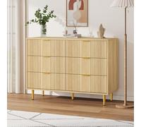 Garvee Cómoda Multifuncional para Dormitorio - Mesita de Noche de 6 cajones - Estilo Madera Natural con Tiradores metálicos Vintage - Tamaño 100x40x75 cm - Ideal para recibidor o Mueble Auxiliar -