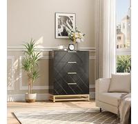 Garvee Cómoda Negra de 4 cajones para Dormitorio y Armario | Cajonera Alta con Deslizadores de Cierre Suave, Kit Anti-vuelco | 36.22" de Alto, Organizador de Almacenamiento Que Ahorra Espacio