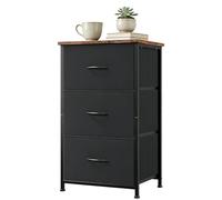 Garvee Cómoda Pequeña De 3 Cajones con Cestas De Tela Extraíbles - Organizador Versátil para Dormitorio, Sala, Pasillo o Lavandería - Ahorro De Espacio, Fácil Montaje, Diseño Efecto Madera