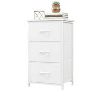 Garvee Cómoda Pequeña De 3 Cajones con Cestas De Tela Extraíbles - Organizador Versátil para Dormitorio, Sala, Pasillo o Lavandería - Ahorro De Espacio, Fácil Montaje, Diseño Efecto Madera