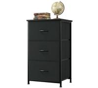 Garvee Cómoda Pequeña De 3 Cajones con Cestas De Tela Extraíbles - Organizador Versátil para Dormitorio, Sala, Pasillo o Lavandería - Ahorro De Espacio, Fácil Montaje, Diseño Efecto Madera