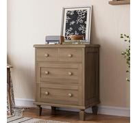 Garvee Cómoda Vintage De 4 Cajones con Patas Cónicas - Mueble De Madera para Dormitorio, Salón o Entrada - Acabado Envejecido - Sin Color Específico