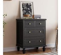 Garvee Cómoda Vintage De 4 Cajones con Patas Cónicas - Mueble De Madera para Dormitorio, Salón o Entrada - Acabado Envejecido - Sin Color Específico