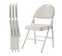 Garvee Cómodas Sillas Plegables Tapizadas, Juego De 4 - Sillas Plegables De Metal con Asiento y Respaldo De Lino Acolchado - Ligeras, Apilables, para Comedores, Oficinas, Eventos, Camping, Bodas