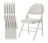 Garvee Cómodas Sillas Plegables Tapizadas, Juego De 6 - Sillas Plegables De Metal con Asiento y Respaldo De Lino Acolchado - Ligeras, Apilables, para Comedores, Oficinas, Eventos, Camping, Bodas -