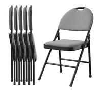 Garvee Cómodas Sillas Plegables Tapizadas, Juego De 6 - Sillas Plegables De Metal con Asiento y Respaldo De Lino Acolchado - Ligeras, Apilables, para Comedores, Oficinas, Eventos, Camping, Bodas -