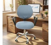 Garvee Comodidad y Estilo - Funda elástica para Silla de Oficina - Antideslizante y Lavable - Protector de Asiento y Respaldo - Ideal para Escritorio, hogar u Oficina - Color Gris Azul
