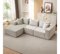Garvee Cómodo sofá modular de pana con diván, sofá cama de gran tamaño sin huesos, asiento profundo, no necesita montaje, beige, Consort Zuo