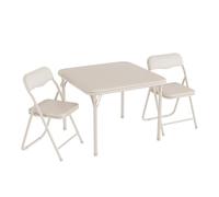 Garvee Con 1 Caja 1+2 Pequeño Conjunto De Mesa y Sillas Plegables De PU para Juegos De Mesa - Mueble De Cocina Beige
