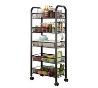 Garvee Con Carrito Auxiliar con Ruedas - 1 Unidad Estante Metálico De Cocina, 5 Niveles, Almacenamiento Multifuncional, Estructura Móvil, Diseño Compacto Negro 44 * 26 * 102cm