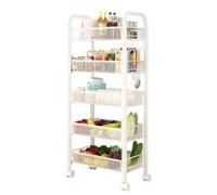 Garvee Con Carrito Auxiliar con Ruedas - 1 Unidad Estante Metálico De Cocina, 5 Niveles, Almacenamiento Multifuncional, Estructura Móvil, Diseño Compacto Blanco 44 * 26 * 102cm