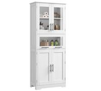 Garvee Con Clásico 67 Pulgadas Armarios De Cocina, Mueble Baño, Armario Baño, Mueble Auxiliar Baño con 4 Puertas, y Mueble De Baño Armario De Suelo para Cocina o Sala De Estar, Comedor(Roble Blanco)